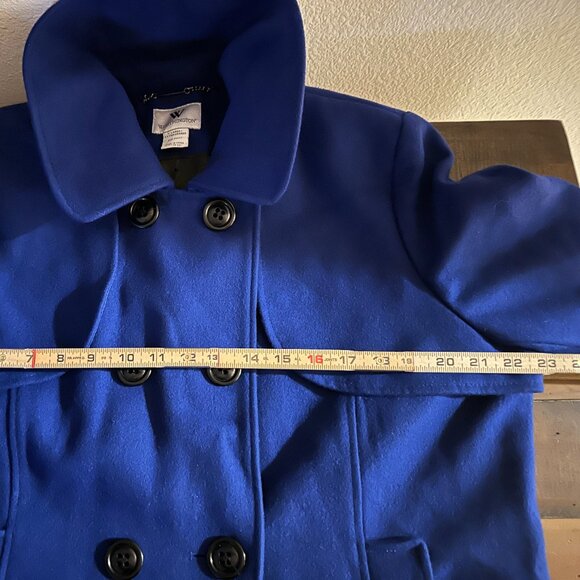 Y2K Blue Wool Worthington VTG Coat XL Corpcore Academia Classic 90 Pea-Coat BOHO - Picture 12 of 16